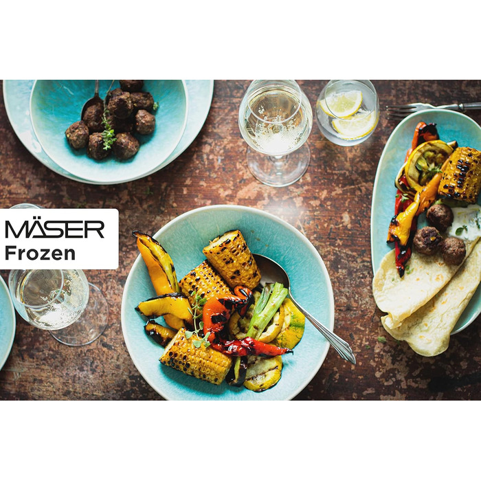Mäser Serving Platter Set, Stoneware Frozen Green, 39.0 x 21.0 x 25.0 centimeters