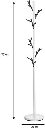 IDIMEX Clothes Rack ZENO made of metal, coat rack in green painted finish, jacket stand with 6 practical hooks (White/Black)