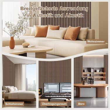 Акустичні 3D-панелі з дерева AKK-PANE (60x60 см, 4 шт, 1.44м²) для стін у вітальню, офіс та кухню, звукопоглинаючі еко-панелі, колір: копчений дуб 5#