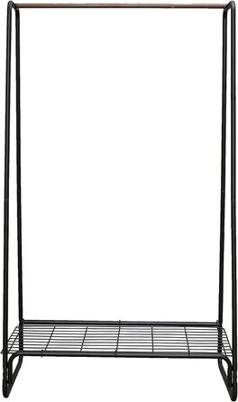 Iris Ohyama Stylish Clothes Rack, Ladder Design, Includes Hooks, Robust Frame, Non-Slip, For Bedroom, Studio, Closet, Space-Saving, Laundry Rack, Easy Assembly, PI-O150 (Black, Large / 1 Grid Shelf)