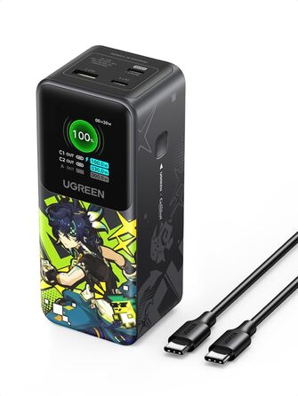 Powerbank UGREEN Nexode 20000mAh 130W з USB-C PD 3.0, цифровим дисплеєм, сумісний з iPhone, Galaxy, MacBook, Dell