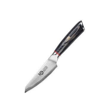 Ніж кухонний японський MITSUMOTO SAKARI AUS-10 Дамаск, 10 см для овочів, рукоять Пака, в дерев'яній подарунковій коробці