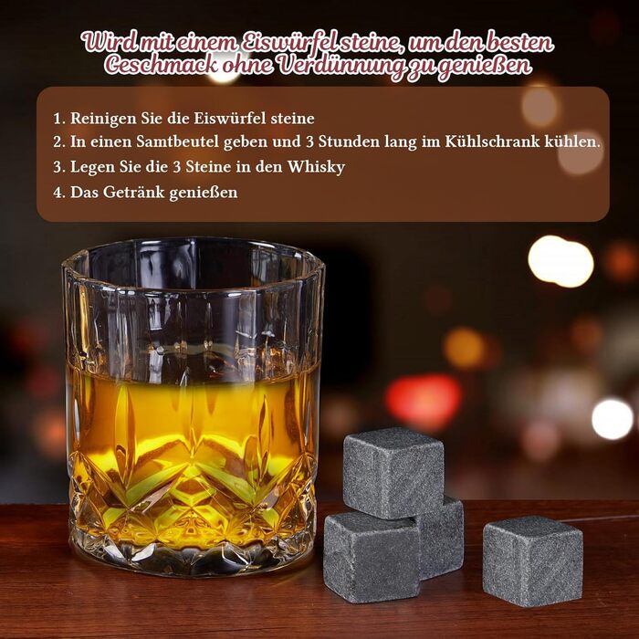 Набір склянок для віскі, подарунковий набір для чоловіків (2 склянки + 8 кеглів, що повторно використовуються + аксесуари), подарунок на день народження, подарунок на Різдво для чоловіків