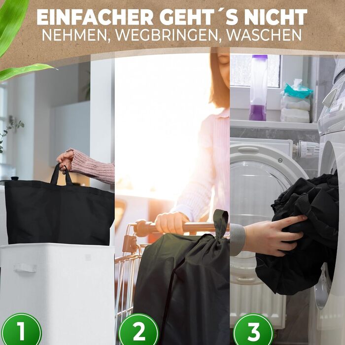 Deposit bottle collection container with lid and carrying bag | Deposit container with drop-in opening | Ideal bottle organizer for collecting deposits, bottle collector, empty container for kitchen - black (Beige without print)