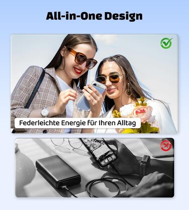 Power Bank Auskang 5000mAh Slim з кабелем для iPhone (до iPhone 14) - блакитний