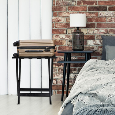 Relaxdays Black Suitcase Stand with Wall Protection