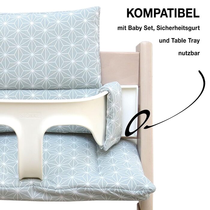 Комплект подушок для стільчика Stokke Tripp Trapp Blausberg Baby, знімний, водонепроникний, сертифікат Oeko-Tex, Made in Germany, Happy Star зелений
