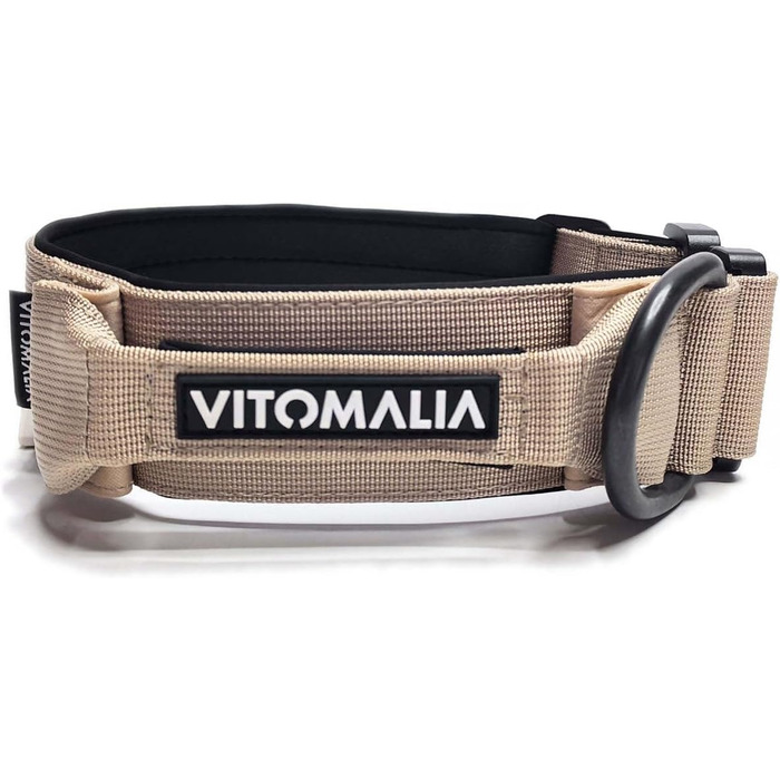 Тактичний нашийник для собак, 5 см: міцний нейлон, магнітна ручка, надійна застібка, для великих собак (5см/M = 40-50см, Бежевий)