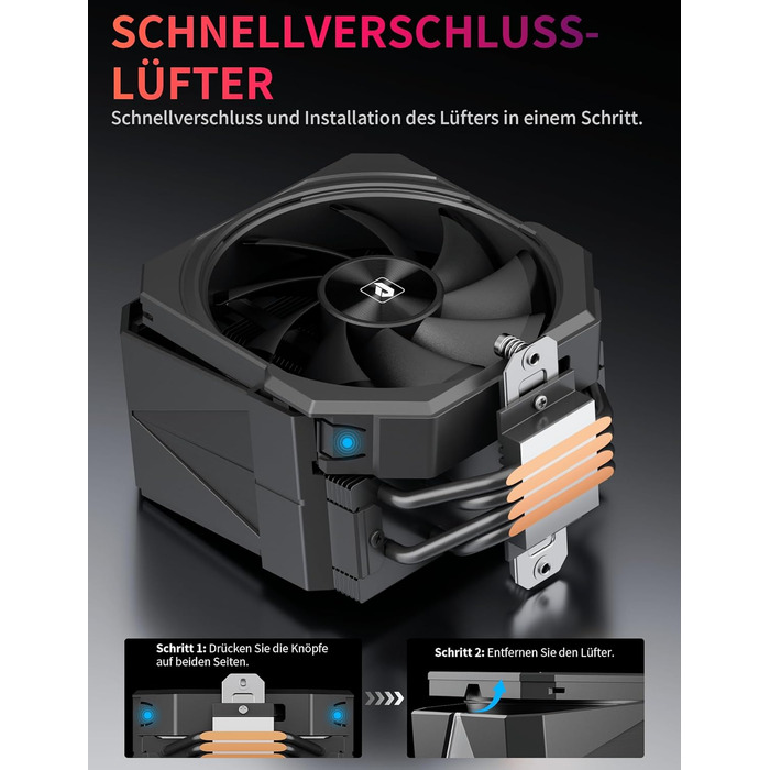 upHere UP1 Elite KC4C - Кулер для процесора з RGB підсвічуванням, 120мм, сумісний з AMD AM4/AM5 та Intel