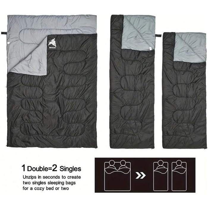 Сплячий мішок 3-4 сезони, водовідштовхувальний, легкий, для піших прогулянок, кемпінгу та подорожей, підходить для дорослих та дітей, 220 x 150 см