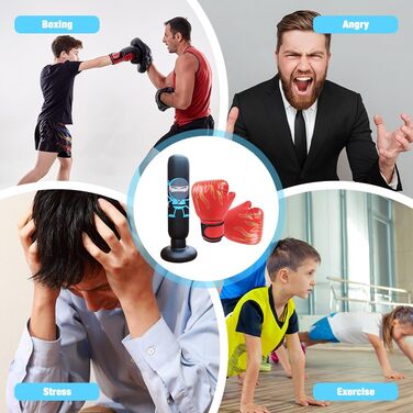 Надувний боксерський мішок для дітей Boxsack Kinder, 165 см з рукавичками, для карате, таеквондо, тренувань (від 7 років)