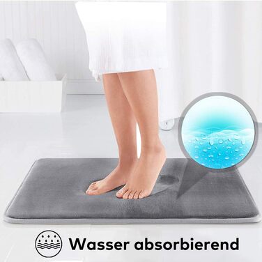 Килимок для ванної кімнати Wolke sieben з ефектом пам'яті (Memory Foam), протиковзкий та гігроскопічний, сірий, 43 x 61 см