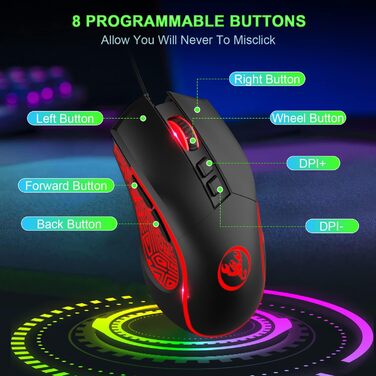 Ігрова комбінація клавіатури та миші XINMENG з RGB-підсвічуванням, миспад, 3600 DPI, серія Panda, для PS4/Windows/PC/Mac/Laptop, чорний