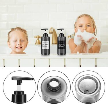 4 шт. Наповнювані порожні флакони для шампуню, 500 мл, флакони-дозатори для мила, пластикові флакони з помпою, дозатори для лосьйонів, рідкого мила, шампуню, кондиціонера, гелю для душу, наклейки (прозорий/чорний, плоский наконечник)