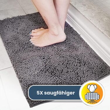 Гігроскопічний килимок для дому та тварин Muddy Mat® з мікрофібри, протиковзний та вологопоглинаючий килим для кухні, ванної та передпокою, сірий, M (76 x 48 см)