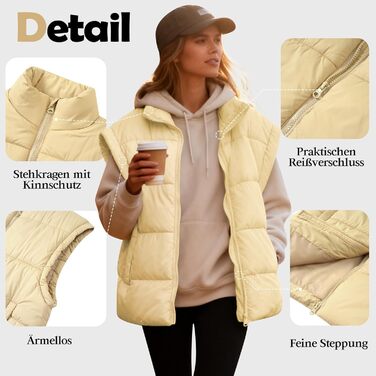 Легка степкова жилетка Daen Weste з коміром-стійкою, без рукавів, для осені/зими/міжсезоння, для активного відпочинку на природі, S-XXL (Хакі, S)