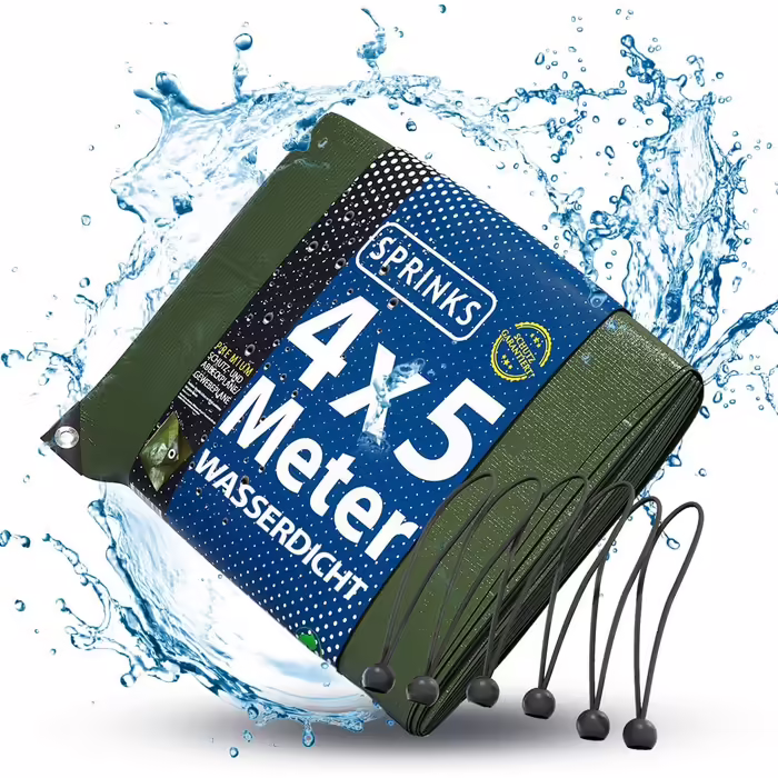 Professional Tarp 240 g/m² [3x4m] - Robust woven tarp with eyelets - Waterproof and UV-resistant tarp - Outdoor tarp - Weather-resistant all-purpose tarp including 6 tarp straps (4 x 5 m)