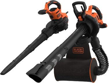 BLACK+DECKER 3-в-1 акумуляторний садовий пилосос-видувка 3000 Вт з подрібнювачем, рюкзаком-мішком 72 л, регульованою потужністю, для терас і доріжок (BEBLV300)
