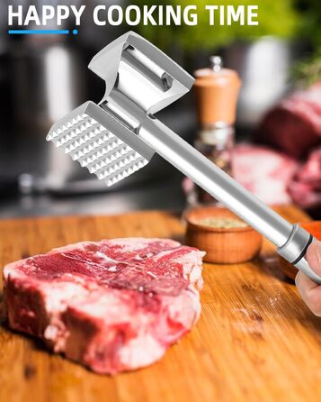 Fleischhmmer Bixury 27 см з нержавіючої сталі: подвійний м'ясорубка для кухні, ідеальний для шніцелів, котлет та стейків