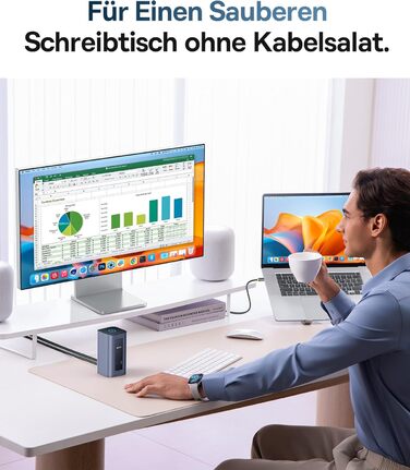 Базаус Док-станція USB-C 12-в-1, сумісна з Dell/HP/Lenovo/Asus/Acer/Mac, 2 монітори 4K HDMI, 10Gbps USB-C/A, 100W PD, Gigabit Ethernet