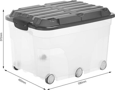 Rotho Roller 6 2-piece storage box set, 57l with lid and wheels, plastic