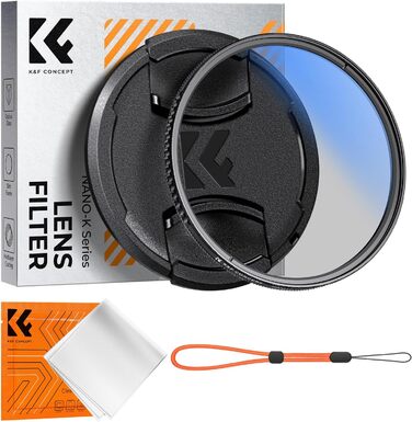 Поляризаційний фільтр K&F Concept 58mm CPL з багатошаровим покриттям для об'єктивів фото- та відеокамер, стрічка для фіксації кришки об'єктива, універсальна кришка об'єктива (Nano-Klear)