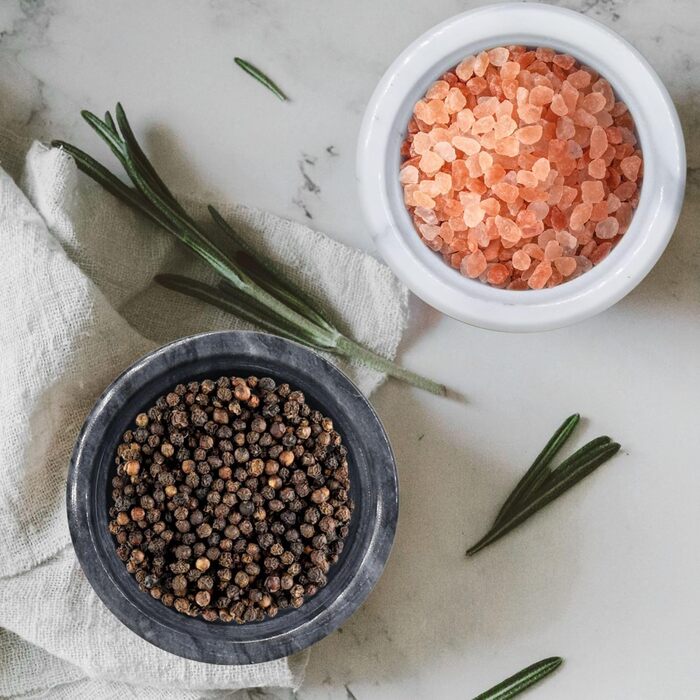 Marble Salt Box with Lid, Multi-Purpose Marble Container for Salt, Pepper, Paprika, and Powdered Herbs, Marble Box for Jewelry, Watches, and Accessories Black