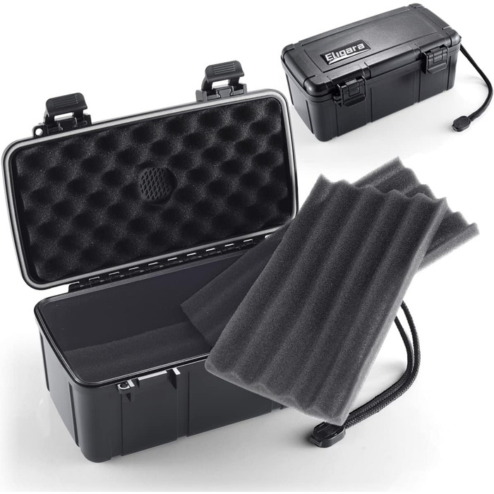 Зігеренний гумодор для подорожей - валіза з диском для зволоження, водонепроникний, повітряний, міцний та неспритний - місце для до 5 сигар, портативна сигарна коробка, подарунок для чоловіків (великий)