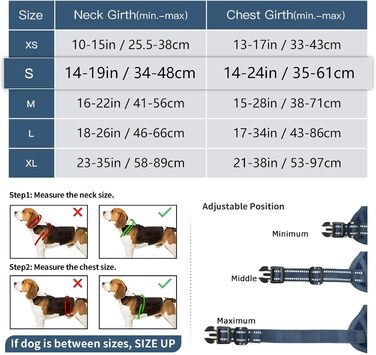 Шлейка для собак HEELE з регулюванням натягу, світловідбиваючі елементи, м'яка ручка, контроль, 2 металеві кільця, для малих, середніх та великих собак, Aree, Зелена, C-Aree Grün (S, Uni-Königsblau)