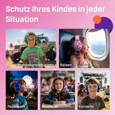 Навушники для дітей Vanderfields Premium – шумозахисні, 34.4 dB, 3-12 років, зелені (Unicorn Fantasy)