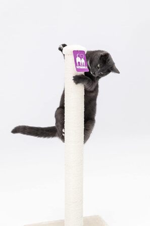 Petrebels Premium Quality Scratching Post Maine, 90 cm High, with Extra Stable Base Plate and Natural Sisal Post, 40 x 40 x 90 cm, Cream/Beige Color