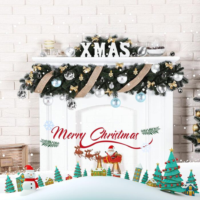 44 штуки прикрас для ялинки, декор на Новий рік, пластикові кулі для ялинки з подарунковим пакетом (срібно-блакитний)