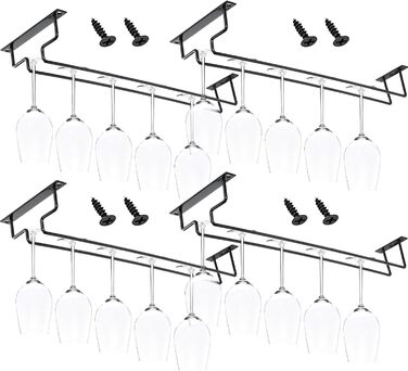 Металевий тримач для келихів вина (4 шт), 40 см, підвісний, для бару, кухні, ресторану