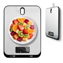 Цифрова кухонна вага QL з настінним кріпленням, stainless steel, до 10 кг, точність 1г, LCD-дисплей, функція тари, чорна