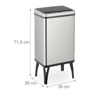 Relaxdays Stainless Steel Trash Can with Sensor