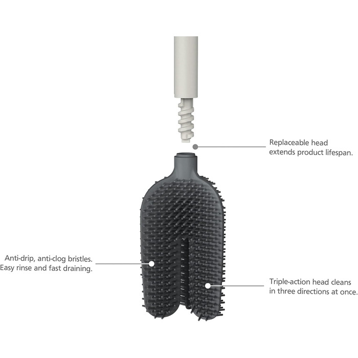 Набір для чищення унітазу Joseph Joseph Hygienic Silikon з тримачем, сірий/білий, Flex 360