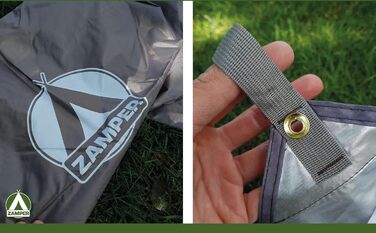 Тент Zamper Zelt-Plane 3x3м водонепроникний – сонцезахисний тент для кемпінгу, захист від сонця та UV-променів, для відпочинку на природі та на пляжі, колір зелений (кава/сірий)