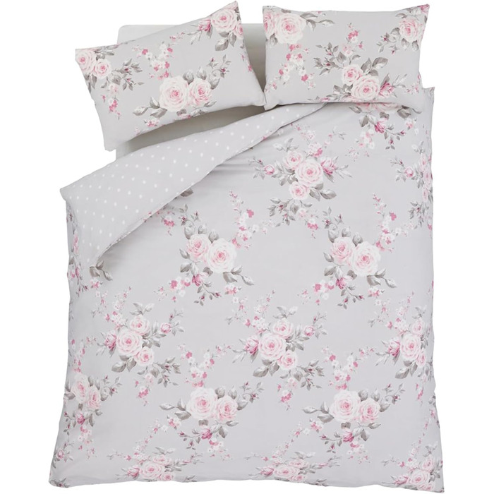 Комплект постільної білизни Catherine Lansfield Canterbury Floral, сірий, односпальний (90x200 см), з наволочкою
