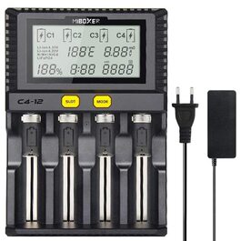 Зарядний пристрій MiBOXER C4-12 3A для AA, AAA, Li-Ion акумуляторів (LCD, регулювання температури)