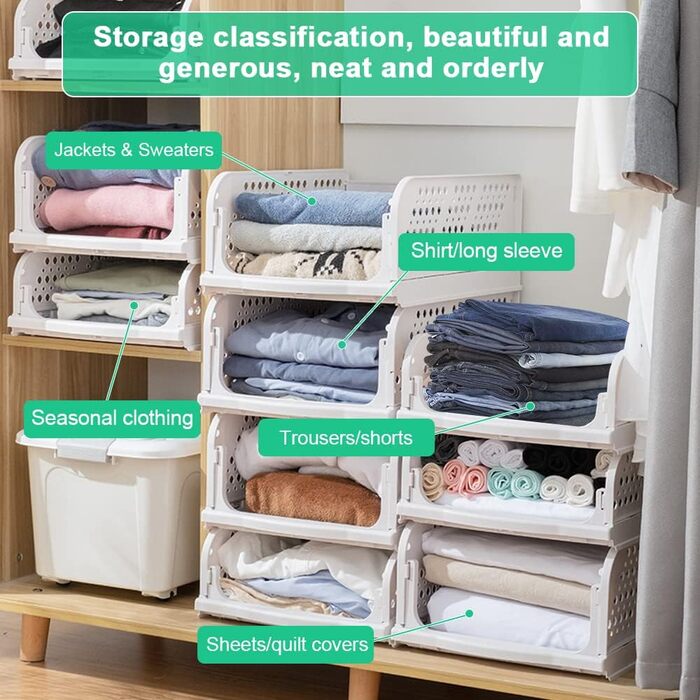 THATSRAD 3-Tier Drawer Box Closet Drawer Boxes Stackable Shelf for Closet Interior Foldable Storage Boxes Drawer White Stackable Drawers for Clothes Bedroom Kitchen Bathroom