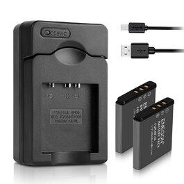 ENEGON Акумулятор Olympus/Nikon/Fujifilm (2 шт) + Зарядний пристрій Rapid Dual USB для Li-40B, Li-42B, EN-EL10, NP-45/50, INSTAX Mini 90