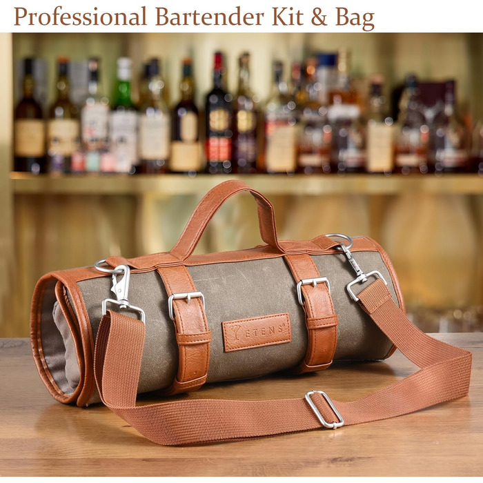 Набір бармена 22 предмети: барний аксесуар з нержавіючої сталі та воскована сумка, Boston Shaker, Jigger, сіто, прес для лимонів