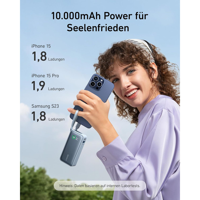 Powerbank Anker Nano 10000mAh з USB-C кабелем, 30W PD, 1xUSB-C, 1xUSB-A, для iPhone, MacBook, Galaxy, iPad, AirPods