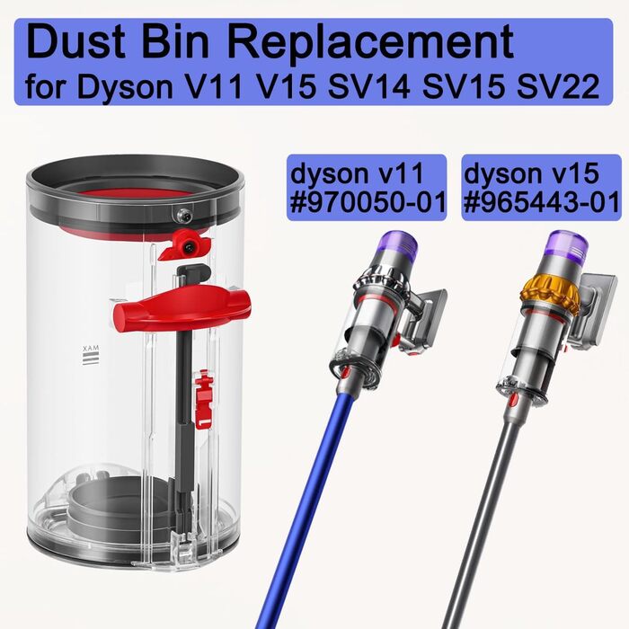 Контейнер для пилу Dyson V12 Detect Slim/ V10 Digital Slim, замінна частина, аксесуар, артикул 965272-01, сумісний з V11/V15