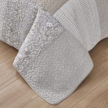 Комплект ковдр Chezmoi Collection Quinn: 3 шт. з квітковим патерном гібіскус, смугастий, з бавовни, легко переться, розмір Queen