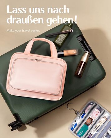 Чоловіча/Жіноча дорожня косметичка для підвішування – водовідштовхувальна, з прозорим вікном, рожевого кольору, середнього розміру (30x23x10 см)