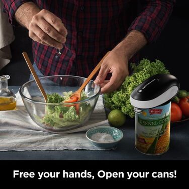 Електричний відкривач для консерв Kitchen Mama One-To-Go, автоматичний, безпечний, без гострих країв, з видаленням кришки, на батарейках, білий