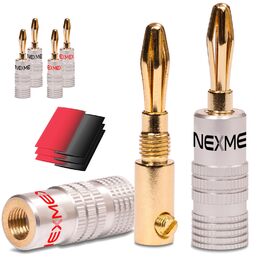 NEXMEX Бананові роз'єми з термозбіжною трубкою, 6 шт. - позолочені 24K для акустичних кабелів Hi-Fi, підсилювачів