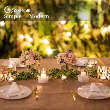 Glasseam Glass Cylinder Vase Small Vases for Table Decoration, Clear Flower Vase Modern Glass Vases Piece, 10 x 8.5 cm Flower Vases Glass Cylinder Candle Holders Table Vase for Living Room Wedding Decoration (6, 10cm)