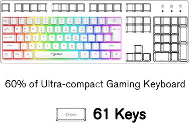 Ігровий набір 4 в 1: Клавіатура 60%, Миша, Навушники та Pad. Білий. RGB, Anti-Ghosting, 2400 DPI